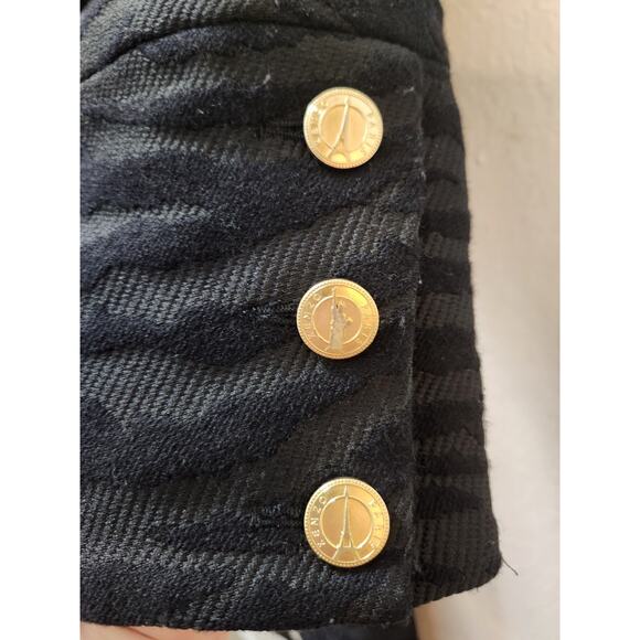 KENZO PARIS X HM Womens Elegant Wool Coat Tiger Pattern In Black Color US 6 EU36 - Picture 3 of 15